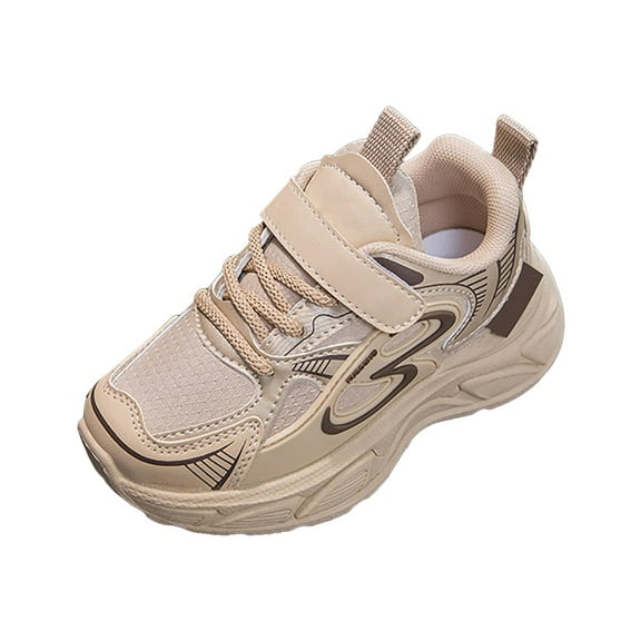 CAICJ98 Girls Sneakers Kids Lightweight Breathable Strap Athletic Shoes for Baby Girl Brown (Toddler/Little Kid/Big Kid),10