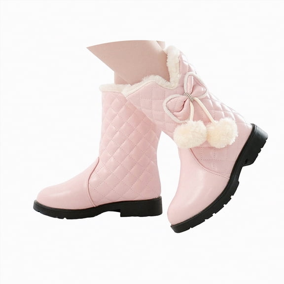 CAICJ98 Girls' Snow Boots Fashion Warm Lined Princess Shoes Lightweight Mid Calf Winter Boots Girls (Little Kid/Big Kid),13