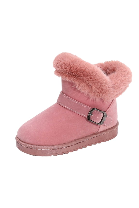Girls' Snow Boots Warm Comfy Toddler Winter Boots Girls Cute Cotton Outdoor Princess Ankle Boots Pink,2(Toddler/Little Kid/Big Kid)