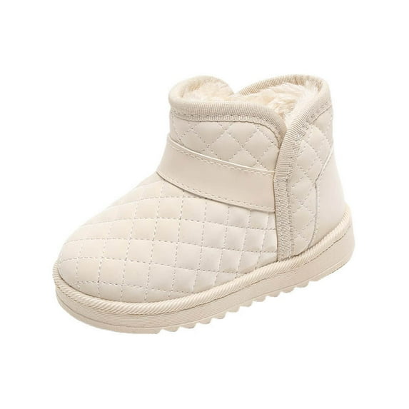 CAICJ98 Girls' Snow Boots Waterproof with Faux Fur Lined Outdoor Winter Boots Boys White (Toddler/Little Kid/Big Kid),8