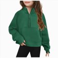 thumbnail image 1 of CAICJ98 Girls Sweatshirts Half Zip Cropped Pullover Fleece Quarter Zipper Hoodies Fall Fashion Outfits Clothes Sweatshirts for Girls (Green,7-8 Years), 1 of 7