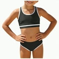 thumbnail image 1 of CAICJ98 Girls Swimsuit 2 Piece Strap Bikinis High Waist Sporty Bathing Suit for Girls Color Block Swimwear (8-9 Years,Black), 1 of 7