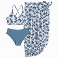 thumbnail image 1 of CAICJ98 Girls Swimsuit 3 Piece Bikini Set Tropical Print Bathing Suit for Girls Swimwear with Cover Up Skirt (15-16 Years,Blue), 1 of 7