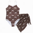 thumbnail image 1 of CAICJ98 Girls Swimsuit One Piece Adjustable Straps Cut Out Bathing Suit for Girls Skirt 2PCS Swimwear with Bow Cover Up Skirt (Coffee,11-12 Years), 1 of 7
