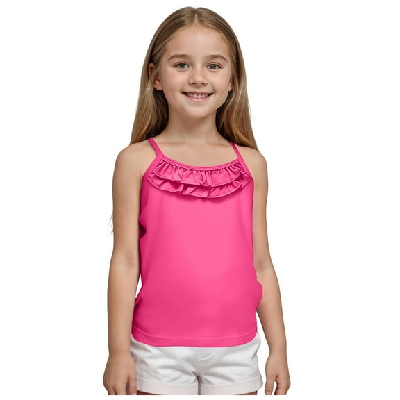 CAICJ98 Girls Tank Tops Soft Cami Scoop Neck Undershirts for Toddler Baby Girls Solid Sleeveless Tank Tops Hot Pink,3-4 Years