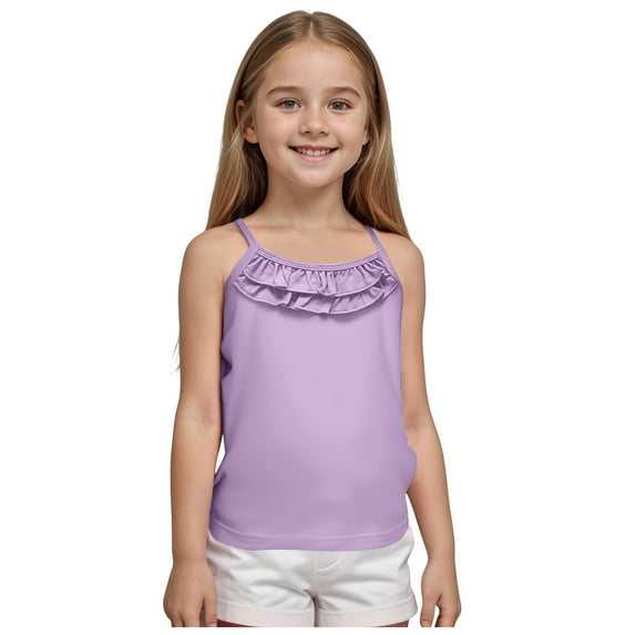 CAICJ98 Girls Tank Tops Soft Cami Scoop Neck Undershirts for Toddler Baby Girls Solid Sleeveless Tank Tops Purple,2-3 Years