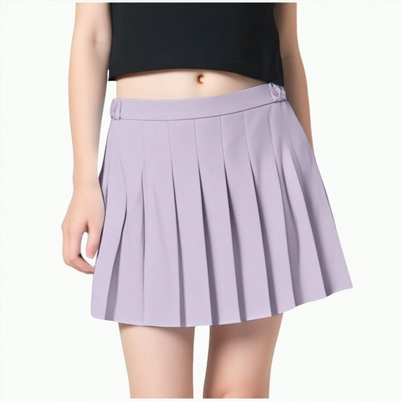 CAICJ98 Girls Tennis Skirt Casual Mini High Waist Stretchy Flared Skater Pleated Skirts for Girls (Purple,4-5 Years)
