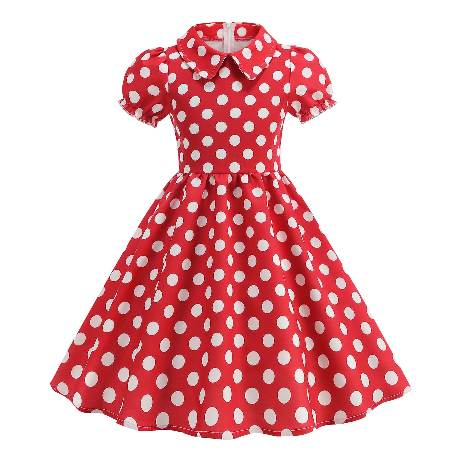 CAICJ98 Girls Vintage Dresses Kids Polka Dot 50 s Dress Short Sleeve caicj98-girls-vintage-dresses-kids-polka-dot-50-s-dress-short-sleeve