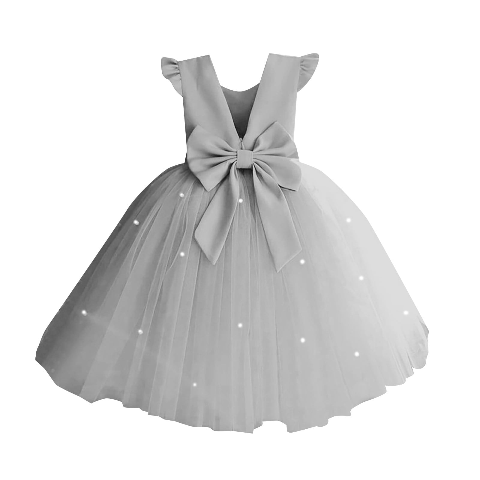 Caicj98 Glossy Satin Flower Girl Dress V-Back Wedding Party Dresses for Toddler Girls Pearls First Communion Dresses with Bow Grey,3-4 Years Caicj98 Glossy Satin Flower Girl Dress V-Back Wedding Party Dresses for Toddler Girls Pearls First Communion Dresses with Bow Grey,3-4 Years