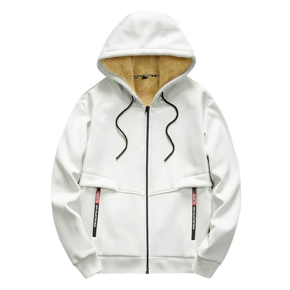 CAICJ98 Graphic Hoodies Men's Winter Thick Zipper Hoodie Sweatshirts Jacket Big Tall Warm Coat White,4XL