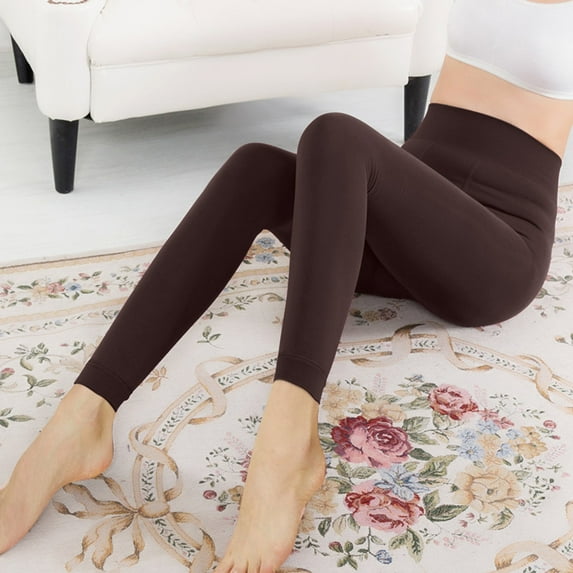 CAICJ98 Gym Leggings For Women Lined Leggings Women with Pockets,High Waist Winter Thermal Workout Tights,Stretchy Thick Yoga Pants Coffee,X-S