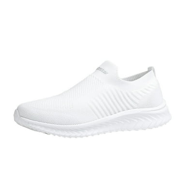 CAICJ98 Gym Shoes Women Women Sneakers Comfort Slip On Wedges Shoes Breathable Mesh Walking Shoes,White