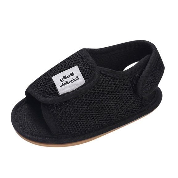CAICJ98 Infant Baby Boy Girl Sandals Soft Non-Slip Rubber Sole Summer Toddler First Walking Shoes Flat Shoes First Walkers Black,12-18 Months