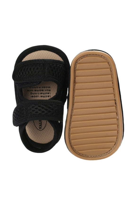 Infant Baby Boy Girl Summer Sandals Non Slip Soft Sole Toddler First Walking Crib Shoes Black,6-12 Months