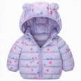 thumbnail image 1 of CAICJ98 Infant Baby Cute Cartoon Print Winter Jacket Bear Ear Hood Warm Puffer Coat for Toddler Boys Girls 12M-6T (Purple,3-4 Years), 1 of 7