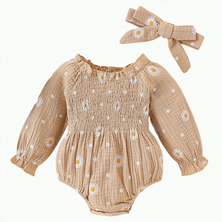 CAICJ98 Infant Baby Girl Bubble Romper Boho Clothes Long Sleeve