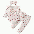 thumbnail image 1 of CAICJ98 Infant Newborn Baby Girl Clothes Fall Winter Outfits Ruffled Long Sleeve Romper Pants Set Headband Toddler Clothing 3Pcs (White,0-3 Months), 1 of 6
