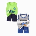 thumbnail image 1 of CAICJ98 Infant Toddler Baby Boy Summer Clothes 3 6 12 18 24 Months 2T 3T 4T 5T Boys Outfits 4Pcs Sleeveless Cartoon Shark Print Tank Tops & Shorts Sets Cotton,Size 18-24 Months, 1 of 4