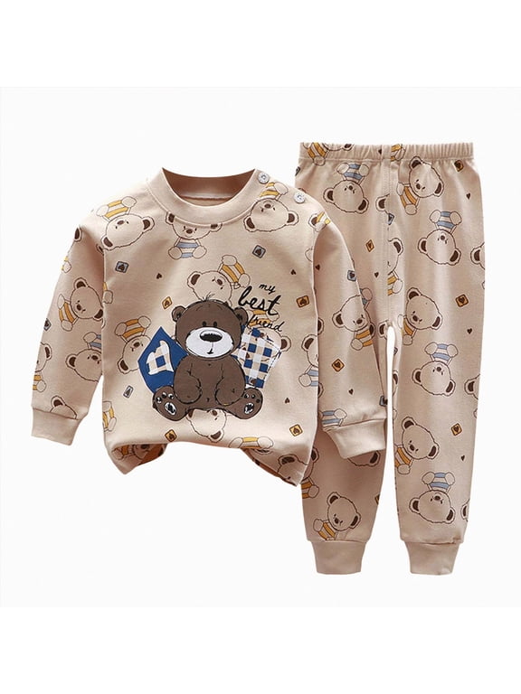 Infant Toddler Baby Boys Clothes Fall Winter 3 6 12 18 24 Months 2T 3T 4T 5T Girls Outfits Letter Embroidery Long Sleeve Sweatshirt Top Elastic Pants Set (Beige,3-6 Months)