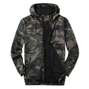 CAICJ98 Jacket Women Men's Tactical Jackets Winter Full Zip Hiking Hunting Coat with Multi Pockets Camouflage,XXL