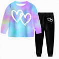 thumbnail image 1 of CAICJ98 Kid Toddler Girl Clothes Tie Dye Long Sleeve Sweatshirt Little Girls Fall Pullover Solid Pants Outfits Set, 1 of 6