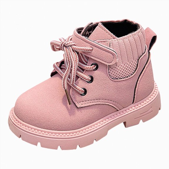 CAICJ98 Kids Ankle Boots Boys Girls Lace-Up Comfort Work Boots Outdoor Little Girl Combat Boots Pink,10(Toddler/Little Kid)