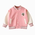 thumbnail image 1 of CAICJ98 Kids Baseball Jacket Toddler Long Sleeve Letterman Varsity Jackets for Boys and Girls Buttons Coat Quick Dry (Pink,8-9 Years), 1 of 6