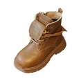 thumbnail image 1 of CAICJ98 Kids Boots Kids Unisex Lace Up Outdoor Autumn Winter Shoes Hiking Water Resistant Ankle Boots for Girls Khaki (Little Kid/Big Kid),1, 1 of 7