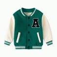 thumbnail image 1 of CAICJ98 Kids Boys Baseball Jacket Toddler Varsity Fleece Letterman Coat Vintage Bomber Casual Button Outerwear with Pockets Kids Varsity Jackets Boys (Green,18-24 Months), 1 of 5