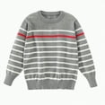 thumbnail image 1 of CAICJ98 Kids Boys Long Sleeve Sweater Knit Crewneck Pullover Striped Sweaters for Boys Fall Winter Clothes Grey,12-13 Years, 1 of 4