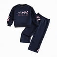 thumbnail image 1 of CAICJ98 Kids Girls Clothes Toddler Girl Fall Winter Outfits Long Sleeve Print Sweatshirt Pants Set Girls Spring Clothing Set (Black,7-8 Years), 1 of 5