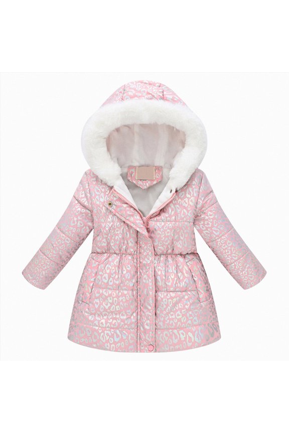 Kids Girls Light Puffer Floral Print Hoodie Zip Up Fleece Fall Winter Jacket (Pink,11-12 Years)