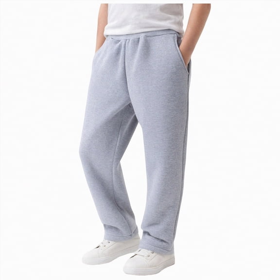 CAICJ98 Kids Joggers Boys Girls Athletic Workout Fleece Lined Pants Kids Clothes Winter Pants with Pocket Warm Sweatpants for Boys Girls (Grey,7-8 Years)
