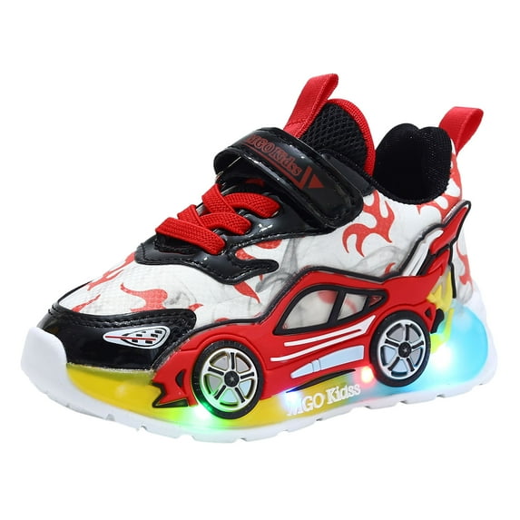 CAICJ98 Kids Light Up Shoes Boys Fashion Casual Led Walking Shoes Flashing Sneakers for Toddler Boys Red,12(Toddler/Little Kid)