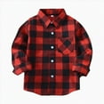 thumbnail image 1 of CAICJ98 Kids Little Boys Girls Plaid Flannel Shirt Toddler Baby Long Sleeve Button Down Flannel Shirt Plaid Tops Fall Winter Clothes (Red,5-6 Years), 1 of 4