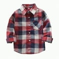 thumbnail image 1 of CAICJ98 Kids Little Boys Girls Plaid Flannel Shirt Toddler Baby Long Sleeve Button Down Flannel Shirt Plaid Tops Fall Winter Clothes (Watermelon Red,5-6 Years), 1 of 4