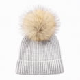 thumbnail image 1 of CAICJ98 Kids Toddler Winter Hat with Pom Pom Kids Beanie Hats for Girls Boys Cute Warm Fleece Lined Knit Beanies Cap 3-8 Years,Light Gray, 1 of 6