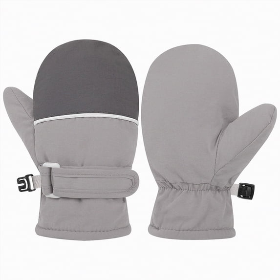 CAICJ98 Kids Waterproof Snow Mittens Ski Gloves Toddler Baby Fleece Lined Winter Warm Gloves for Boys Girls 6-24 Months,Light Gray
