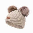 thumbnail image 1 of CAICJ98 Kids Winter Beanie Hat Warm Ski Caps with Pompom Fleece Lined Children's Knit Hat for Boys Girls 1-4 Years,Beige, 1 of 9