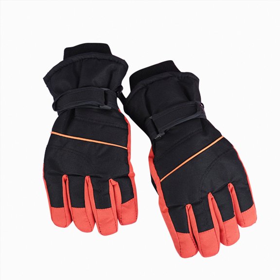 CAICJ98 Kids Winter Gloves Waterproof Snow Ski Gloves Warm Windproof Adjustable Mittens for Boy Girl Outdoor 7-9 Years,Orange
