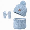 thumbnail image 1 of CAICJ98 Kids Winter Hat Scarf Gloves Set - Girls Boys Fleece Lined Beanie Hat with Pom Knit Scarf Warm Mittens for Children 4-10 Years,Light Green, 1 of 4