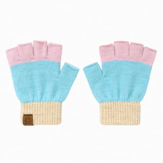 CAICJ98 Kids Winter Knitted Mitten Gloves Fingerless Gloves for Teen Boys Girls Warm Lightweight Soft Mittens for Cold Weather 6-12 Years,Sky Blue