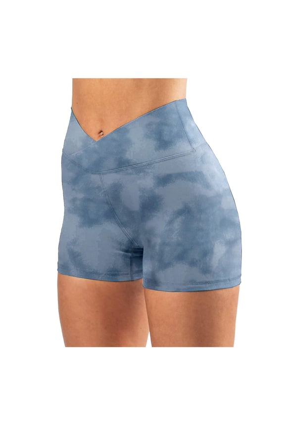 Leggings for Women Tummy Control Women's High Waist Workout Shorts Lifting Tummy Control Ruched Booty Smile Yoga Short Pants S,Blue