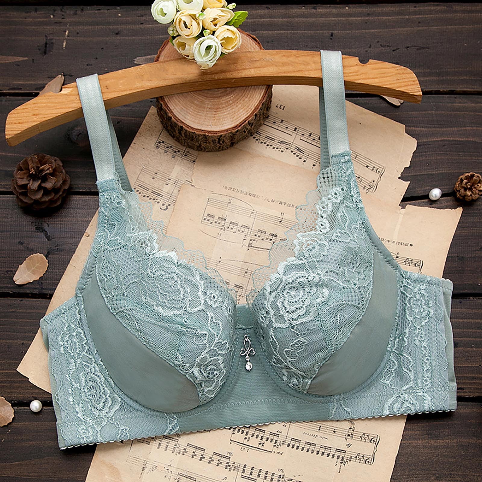 CAICJ98 Lingerie for Women Plus Size Women's Front Closure Posture Bra Full  Coverage Back Support Wireless Comfy Blue,38D 