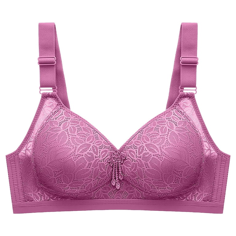 CAICJ98 Lingerie for Women Naughty Women's Underwire Unlined Bra Minimizers  Non-Padded Bra Full Coverage Lace Mesh Sheer Plus Size Bra Purple,44/100 