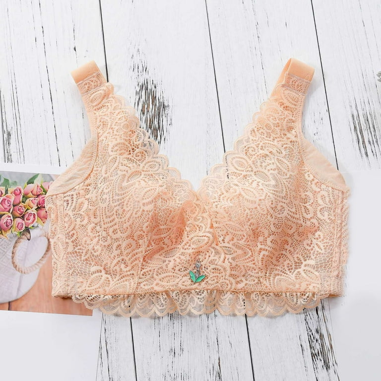 New Bra Deep V Embroidered Cold Seamless Bra without Rims Gather Adjustable  Women's Sexy Lingerie Set