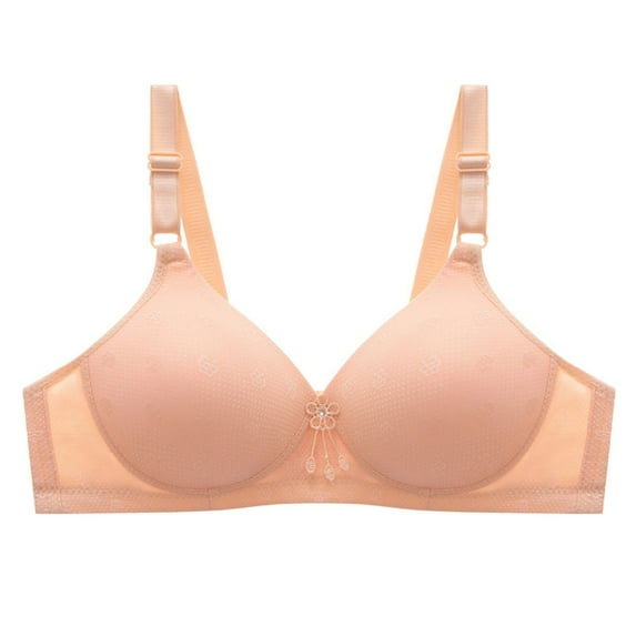 CAICJ98 Lingerie for Women Women's Comfortable and New Jacquard Gathering Cotton Thin Large No Steel Ring Bra Tan Bra for Women (Khaki, 38)