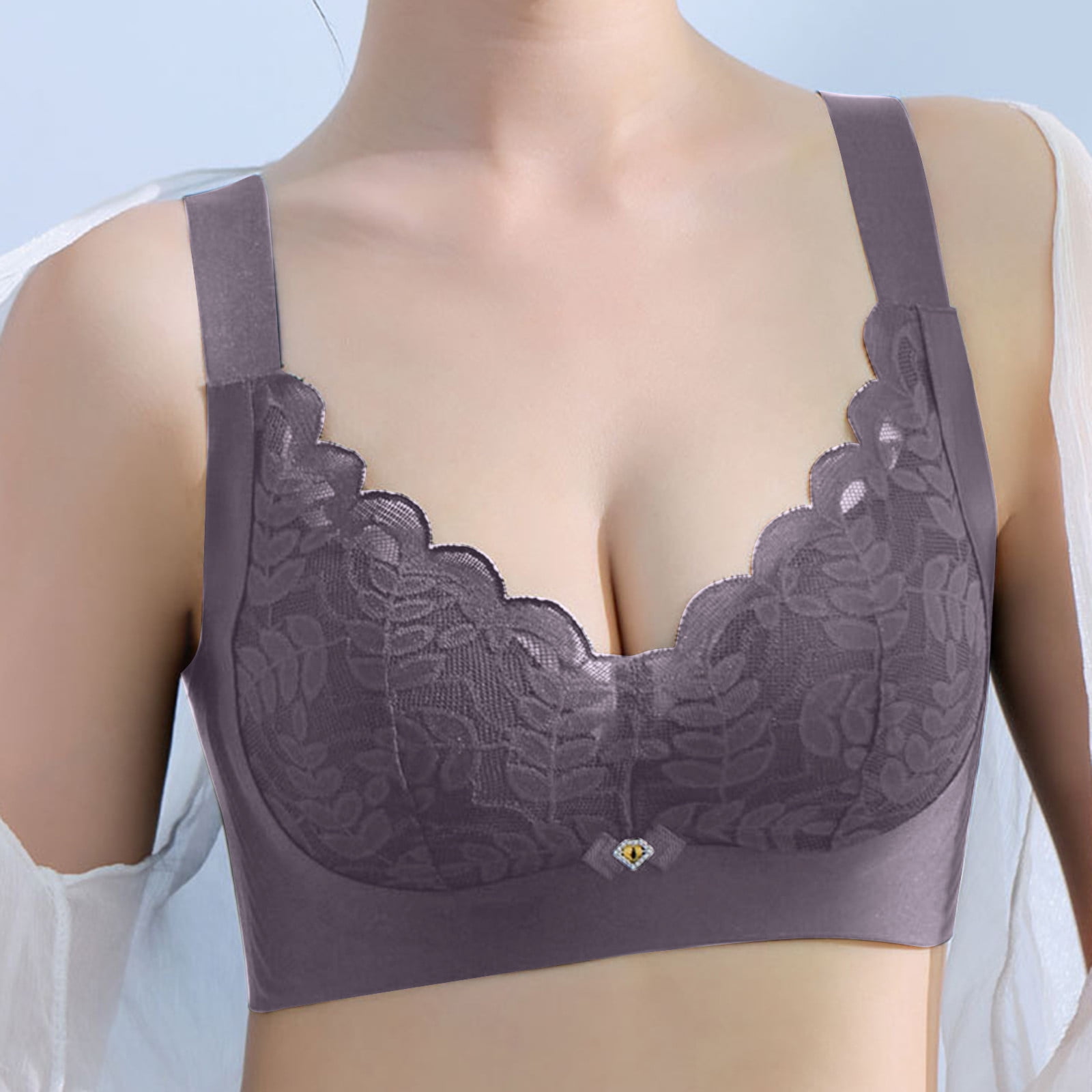 Women's Underwired Non Padded Bra Embroidery Lace Minimiser Full Coverage  Bras