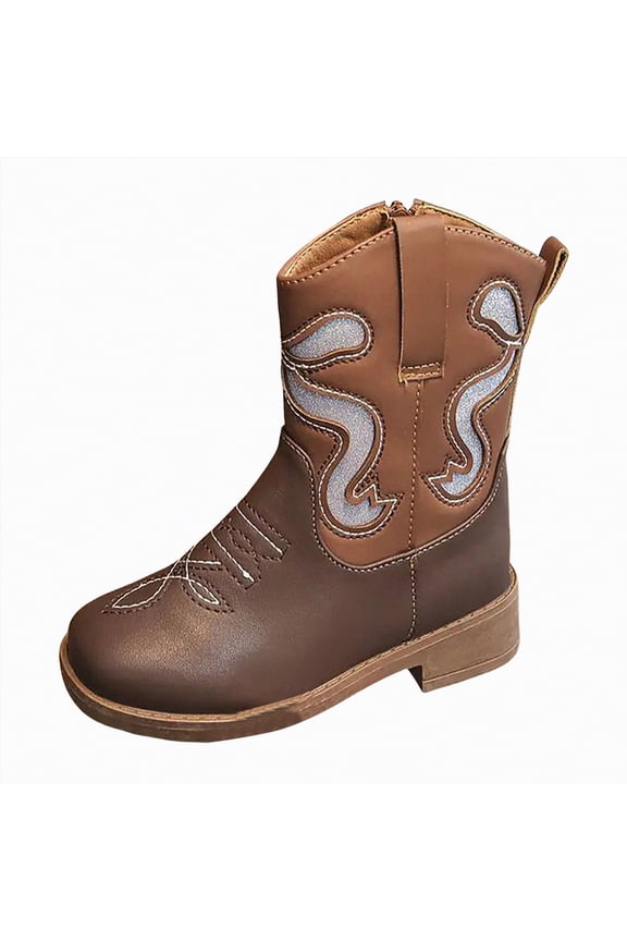 Little Girl Cowboy Boots Unisex-Child Mid Calf Toddler Cowgirl Boot Western Riding Shoes (Toddler/Little Kid/Big Kid),8.5