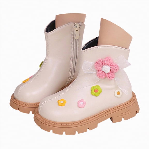 CAICJ98 Little Girls Ankle Boots Low Heel Side Zipper Booties Fall Winter Boots Toddler Girl (Toddler/Little Kid/Big Kid),11